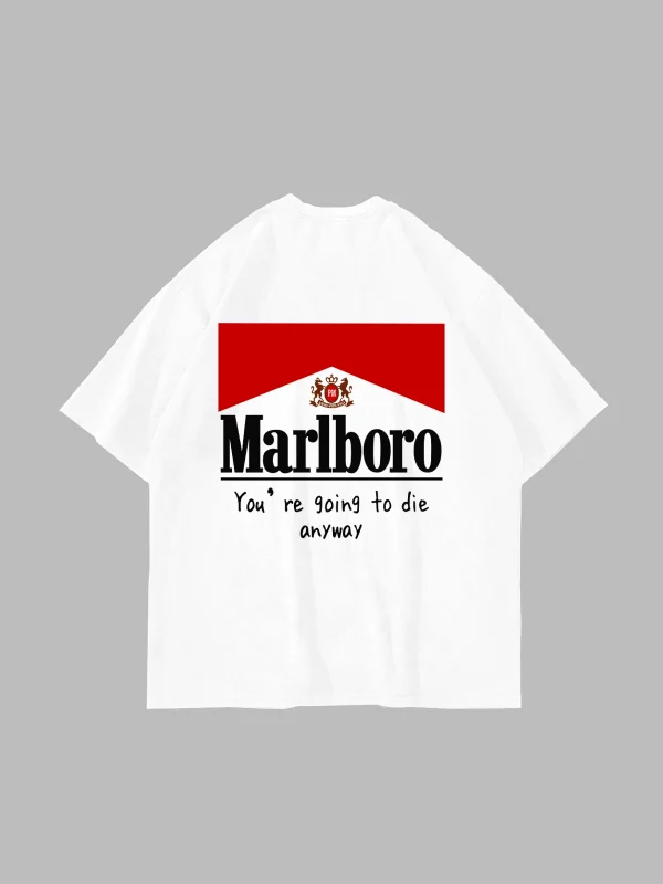 MRL. Baskılı Oversize Unisex Beyaz Tshirt