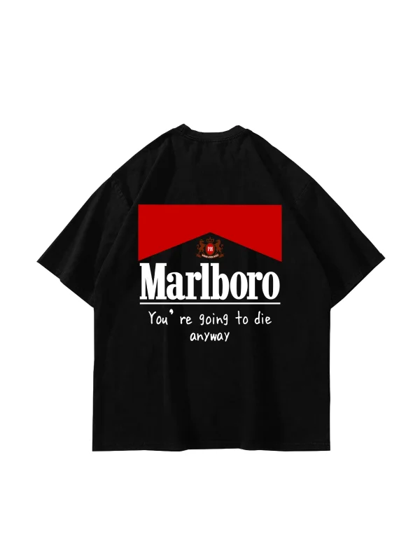 MRL. Baskılı Oversize Unisex Siyah Tshirt