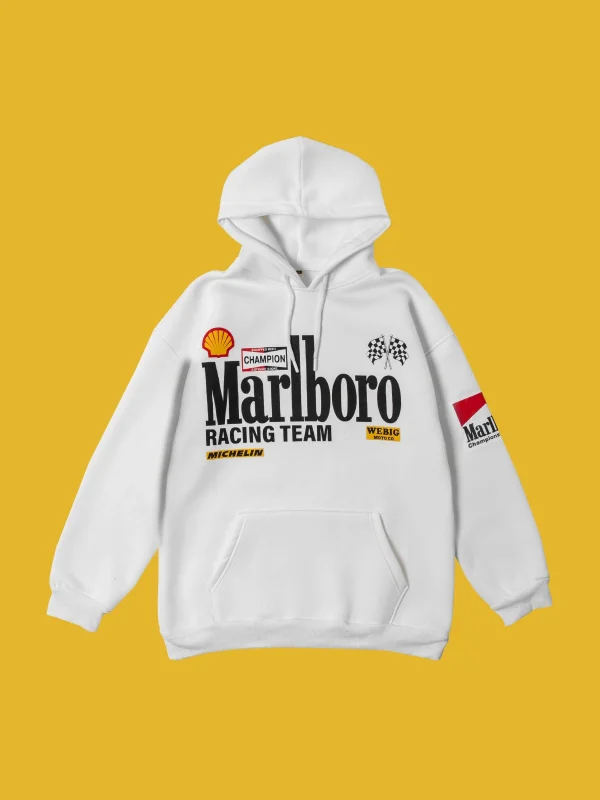 MRLBR Logo Baskılı Oversize Unisex Beyaz Hoodie