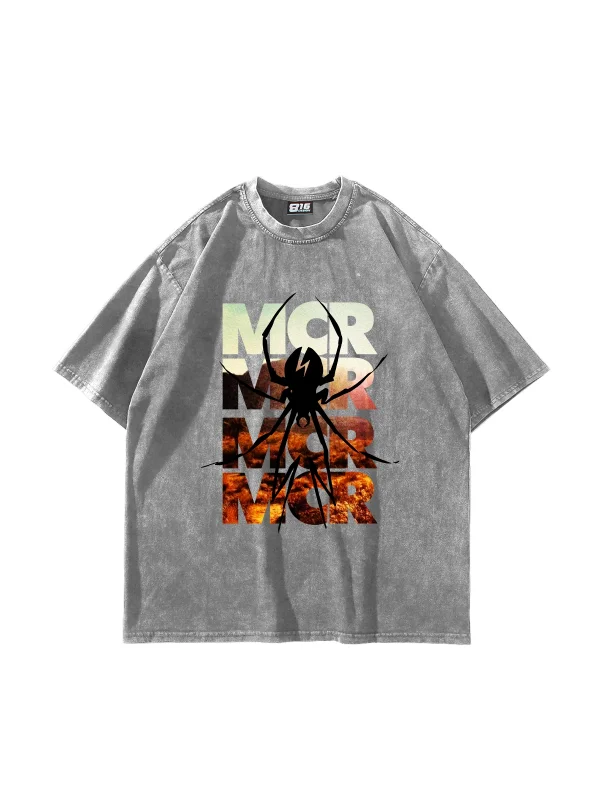 My Chemical Romance Baskılı Oversize Unisex Yıkamalı Beyaz Tshirt