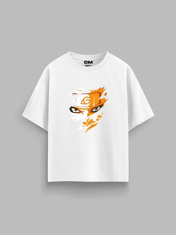 Naruto uzumaki Baskılı Rahat Kalıp 30/1 Unisex Beyaz Tshirt
