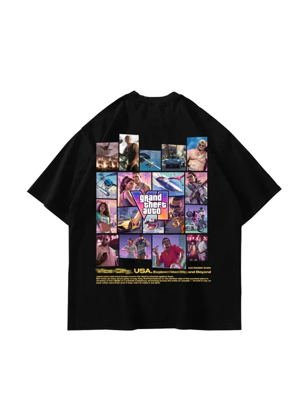 New Game Story Graphic Baskılı Siyah Oversize Unisex Tshirt