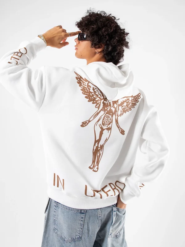 Nirvana Sırt Baskılı Unisex Oversize Beyaz Hoodie
