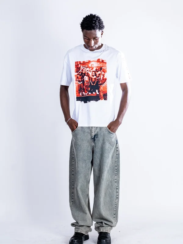 No Mercy Baskılı Oversize Unisex Beyaz Tshirt
