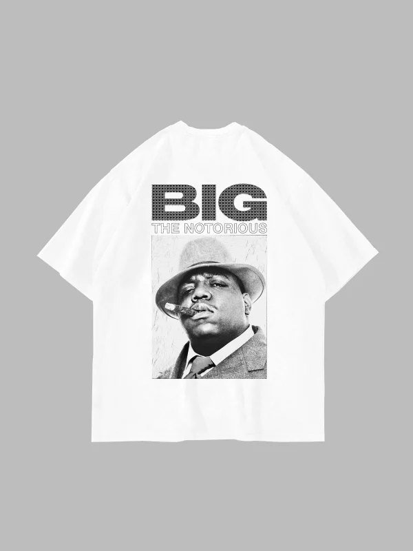 Notorious BIG Baskılı Oversize Unisex Beyaz Tshirt