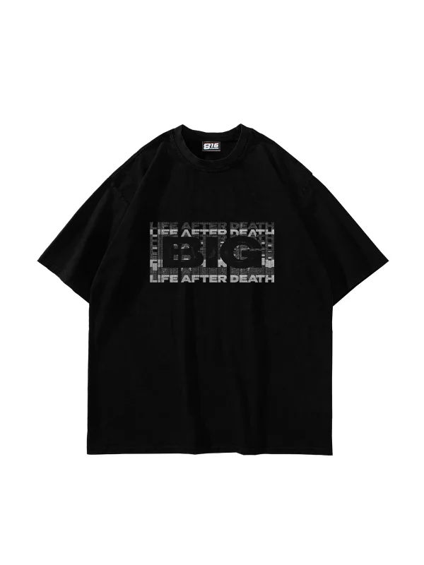 Notorious BIG Baskılı Oversize Unisex Siyah Tshirt