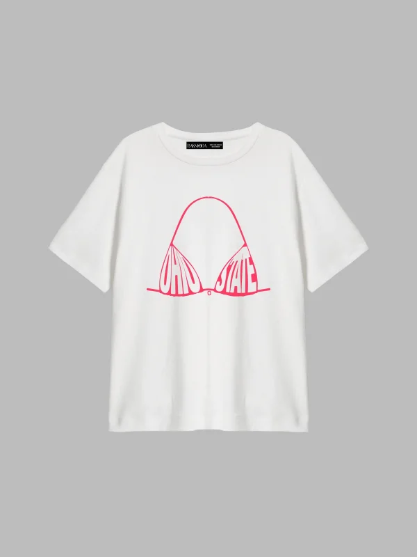 Ohio State Baskılı Relaxed Fit Beyaz Kadın Tshirt