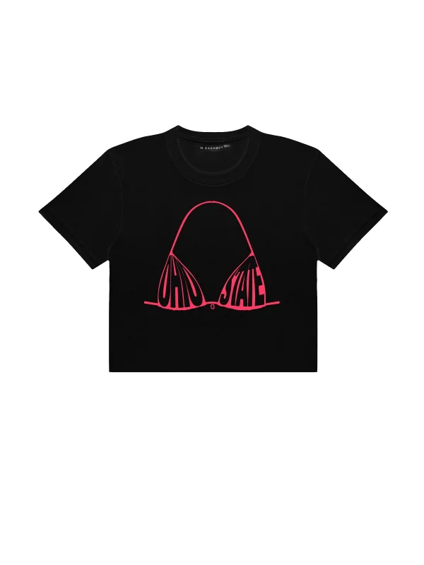 Oho State Baskılı Siyah Crop Top