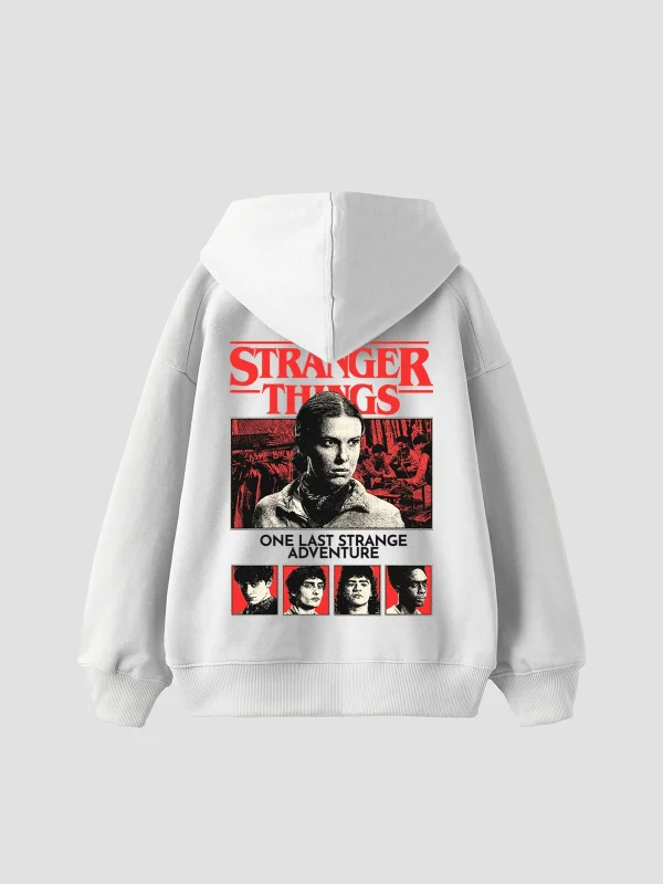 One Last Strange Baskılı Oversize Unisex Beyaz Hoodie