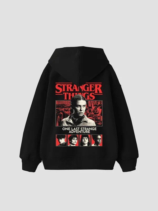 One Last Strange Baskılı Oversize Unisex Siyah Hoodie