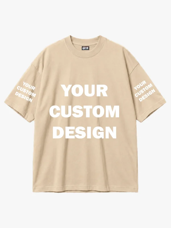 Özel Tasarım 816 Design Bej Basic Premium Oversize Tshirt