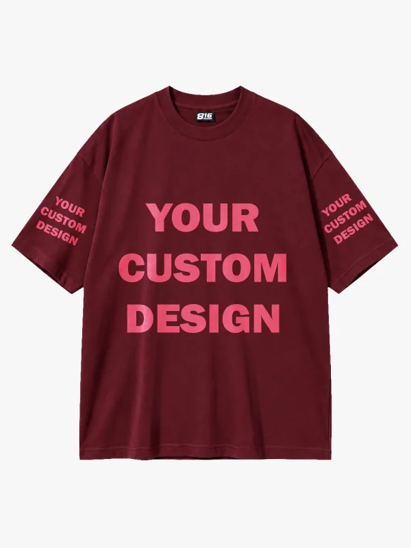 Özel Tasarım 816 Design Bordo Basic Premium Oversize Tshirt