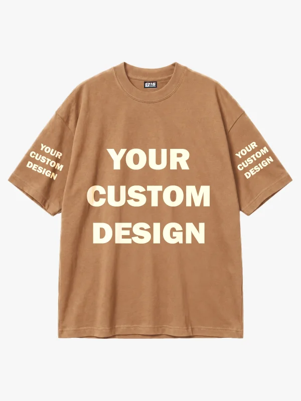 Özel Tasarım 816 Design Kahverengi Basic Premium Oversize Tshirt