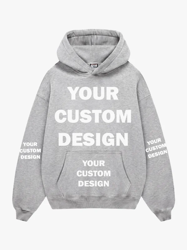 Özel Tasarım Basic Oversize Unisex Açık Gri Hoodie