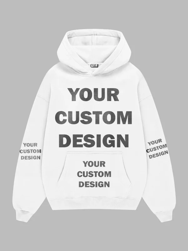 Özel Tasarım Basic Oversize Unisex Beyaz Hoodie