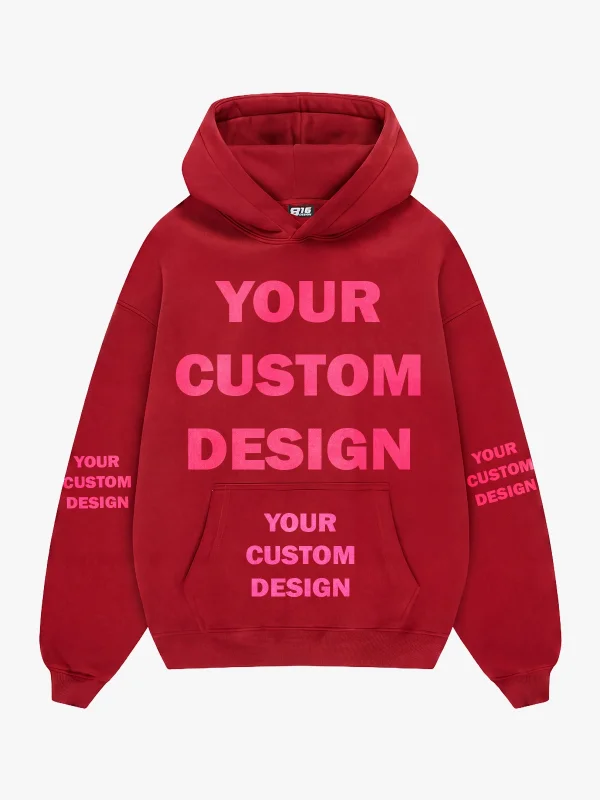 Özel Tasarım Basic Oversize Unisex Kırmızı Hoodie