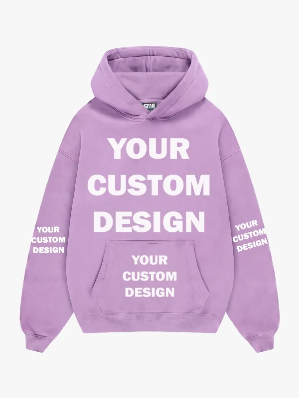 Özel Tasarım Basic Oversize Unisex Mor Hoodie