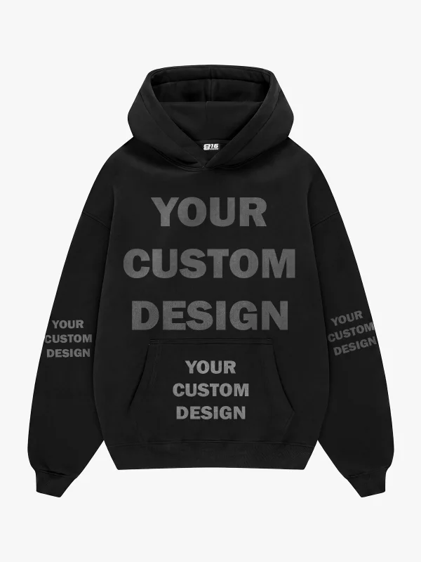 Özel Tasarım Basic Oversize Unisex Siyah Hoodie