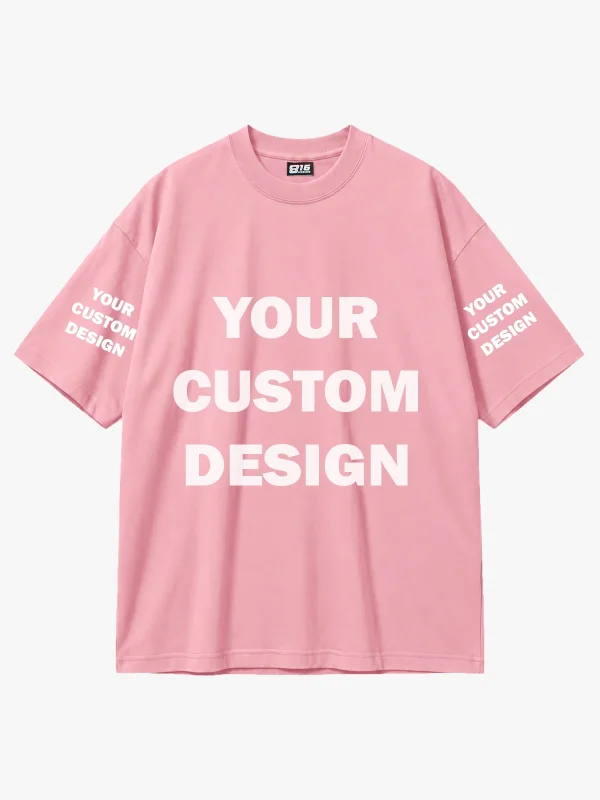 Özel Tasarım Basic Pembe Oversize Unisex Tshirt