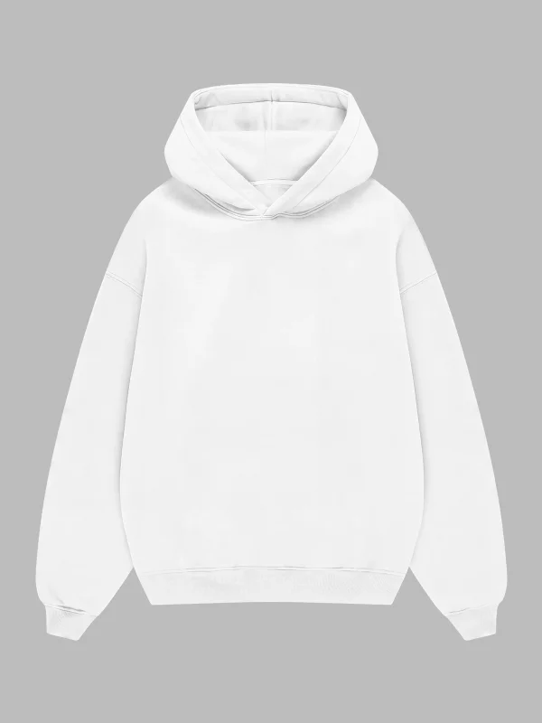 Özel Tasarım Cepsiz Basic Kapüşonlu Oversize Beyaz Hoodie