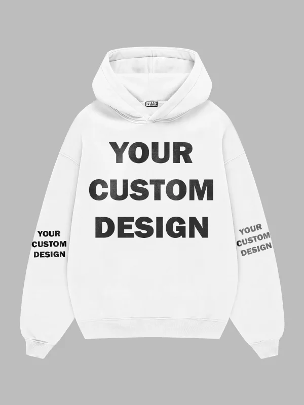 Özel Tasarım Cepsiz Basic Kapüşonlu Oversize Beyaz Hoodie