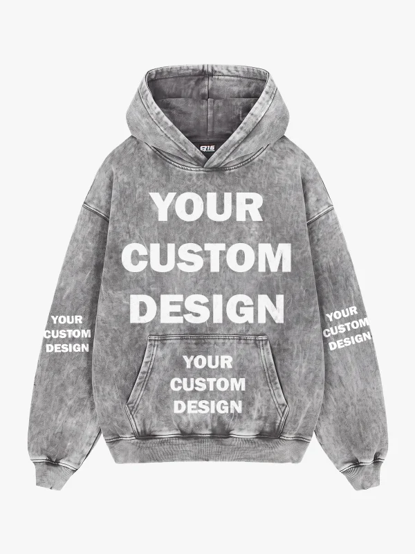 Özel Tasarım Yıkamalı Beyaz Basic Oversize Unisex Hoodie
