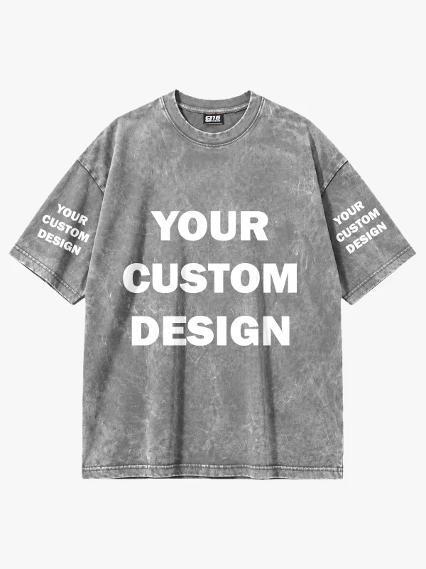 Özel Tasarım Yıkamalı Beyaz Basic Oversize Unisex Tshirt