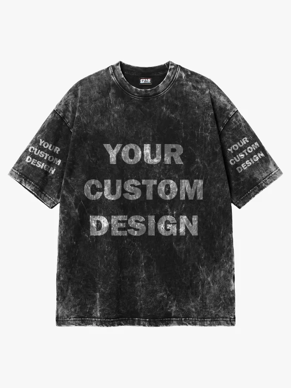 Özel Tasarım Yıkamalı Siyah Basic Oversize Unisex Tshirt