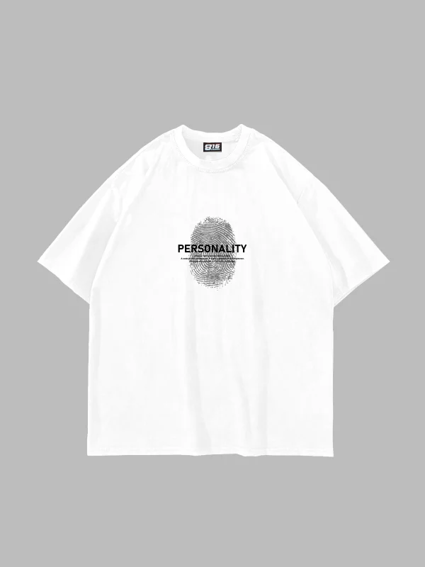 Personality Baskılı Oversize Unisex Beyaz Tshirt