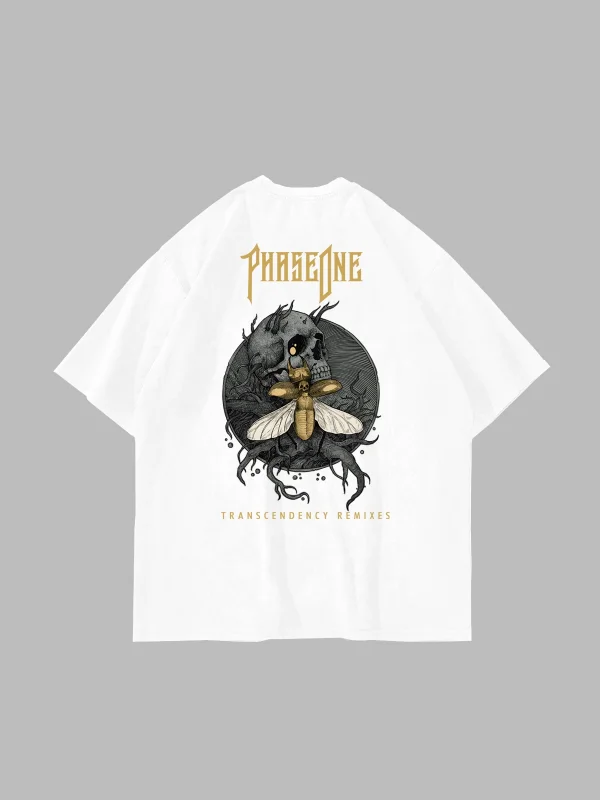 Phaseone Sırt Baskılı Beyaz Unisex Oversize Tshirt
