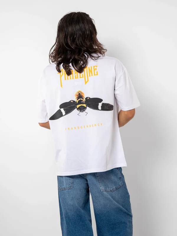PhaseoneV2 Baskılı 24/1 Oversize Unisex Beyaz Tshirt