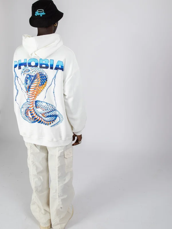 Phobia Sırt Baskılı Unisex Oversize Beyaz Hoodie