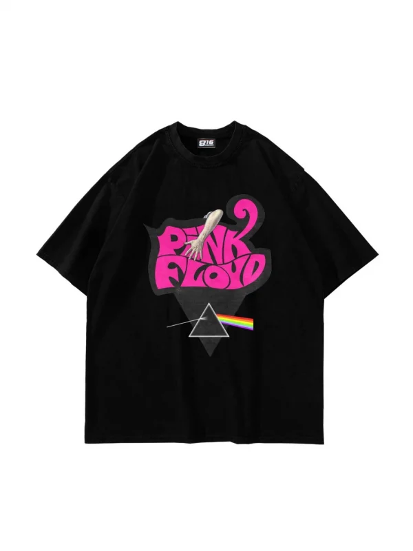 Pink Floyd Baskılı Oversize Unisex Siyah Tshirt