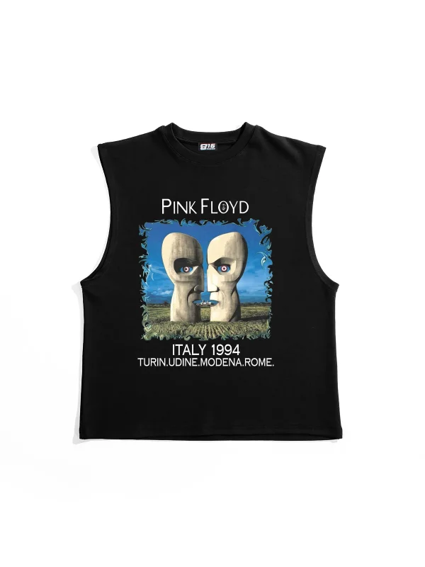 Pink Floyd Baskılı Siyah Sıfır Kol Tişört