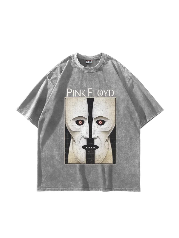 Pink Floyd Division Baskılı Oversize Unisex Yıkamalı Beyaz Tshirt