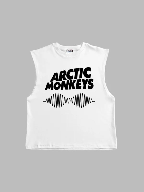 Arctic Monkeys Baskılı Beyaz Sıfır Kol Tshirt