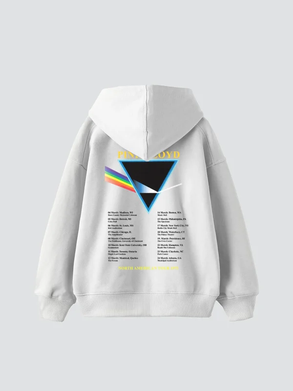 Pink Floyd V2 Baskılı Oversize Unisex Beyaz Hoodie