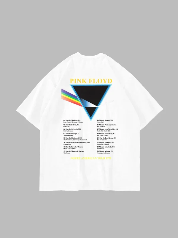 Pink Floyd V2 Baskılı Oversize Unisex Beyaz Tshirt