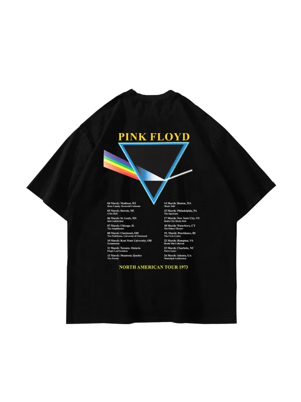 Pink Floyd V2 Baskılı Oversize Unisex Siyah Tshirt