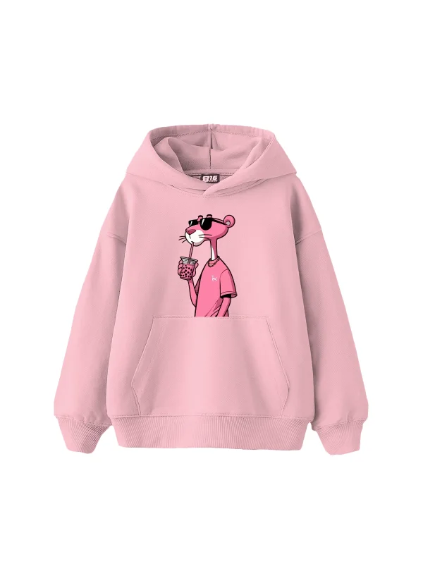 Pink Panther V2 Baskılı Oversize Unisex Pembe Hoodie