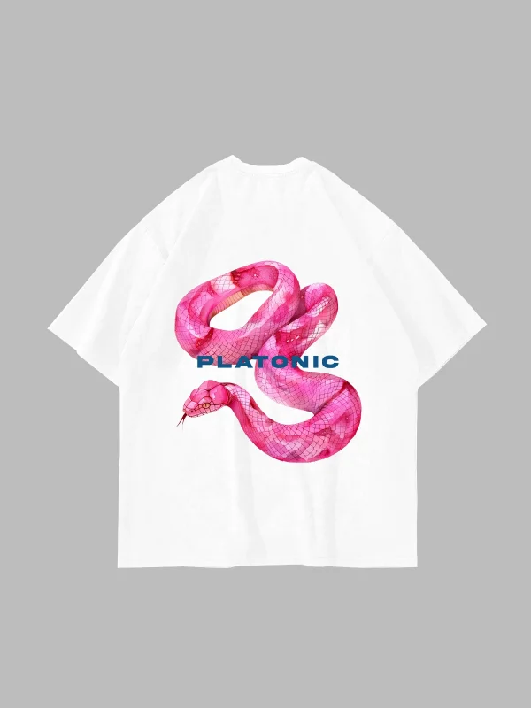 Platonic Baskılı Oversize Unisex Beyaz Tshirt