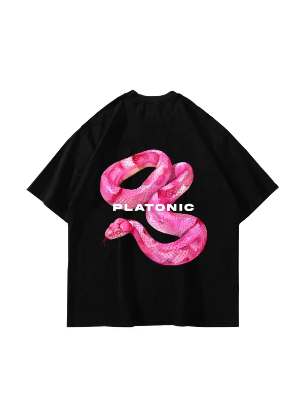 Platonic Baskılı Oversize Unisex Siyah Tshirt