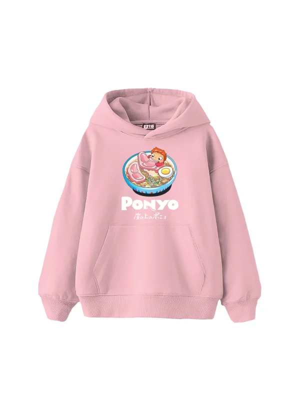 Ponyo Baskılı Oversize Unisex Pembe Hoodie