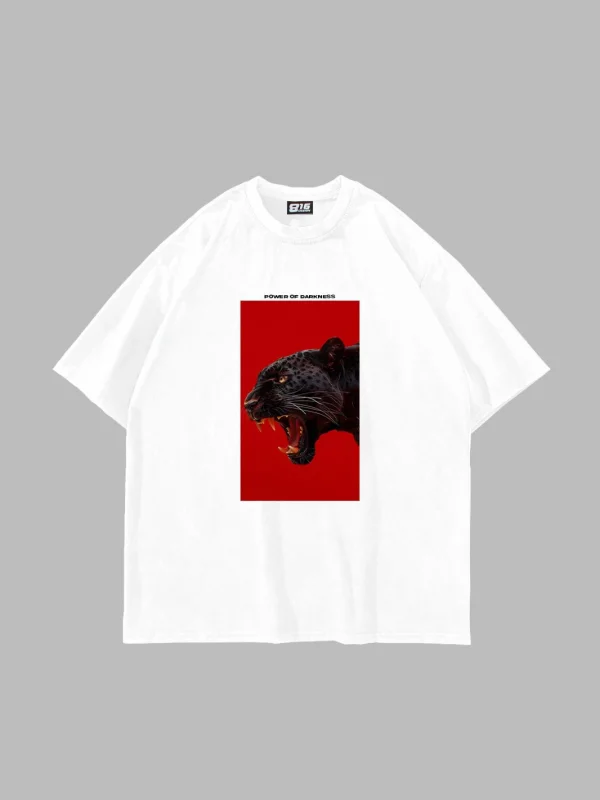 Power Of Darkness Baskılı Oversize Unisex Beyaz Tshirt