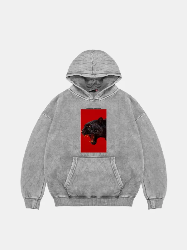 Power Of Darkness Oversize Unisex Yıkamalı Beyaz Hoodie