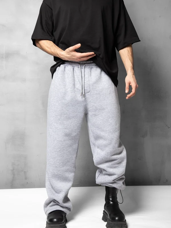 Premium Basic Wide Leg Erkek Gri Eşofman Altı