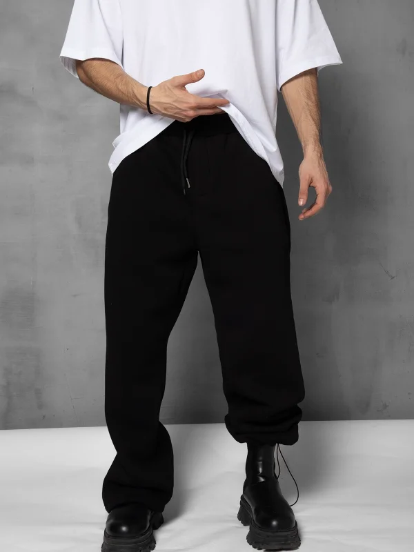 Premium Basic Wide Leg Erkek Siyah Eşofman Altı