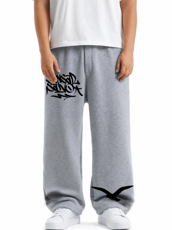 Premium Sansar Salvo Wide Leg Erkek Gri Eşofman Altı