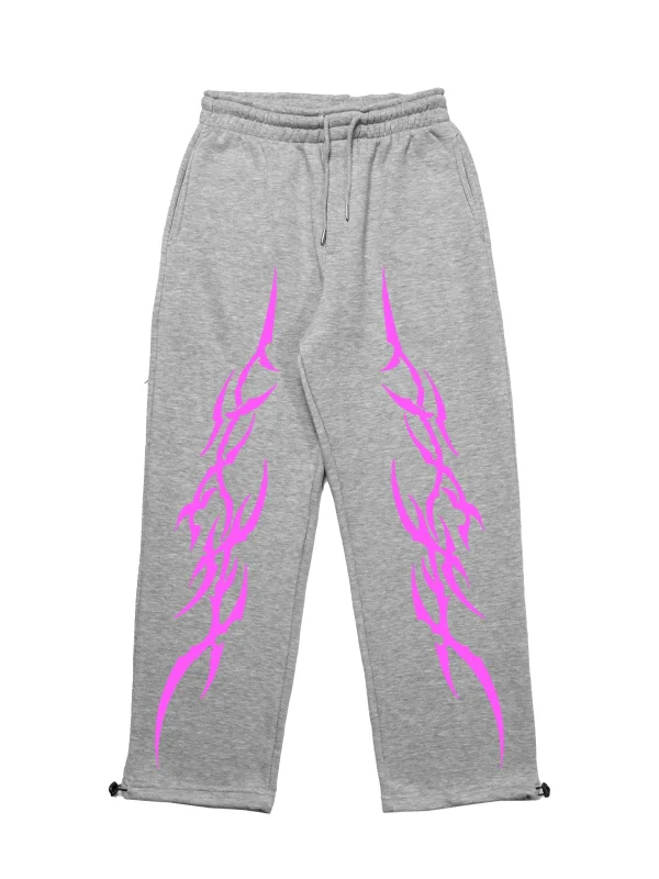 Premium Sharp Pink Leg Erkek Gri Eşofman Altı