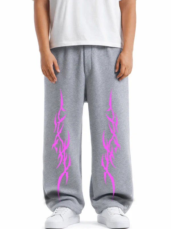 Premium Sharp Pink Wide Leg Erkek Gri Eşofman Altı